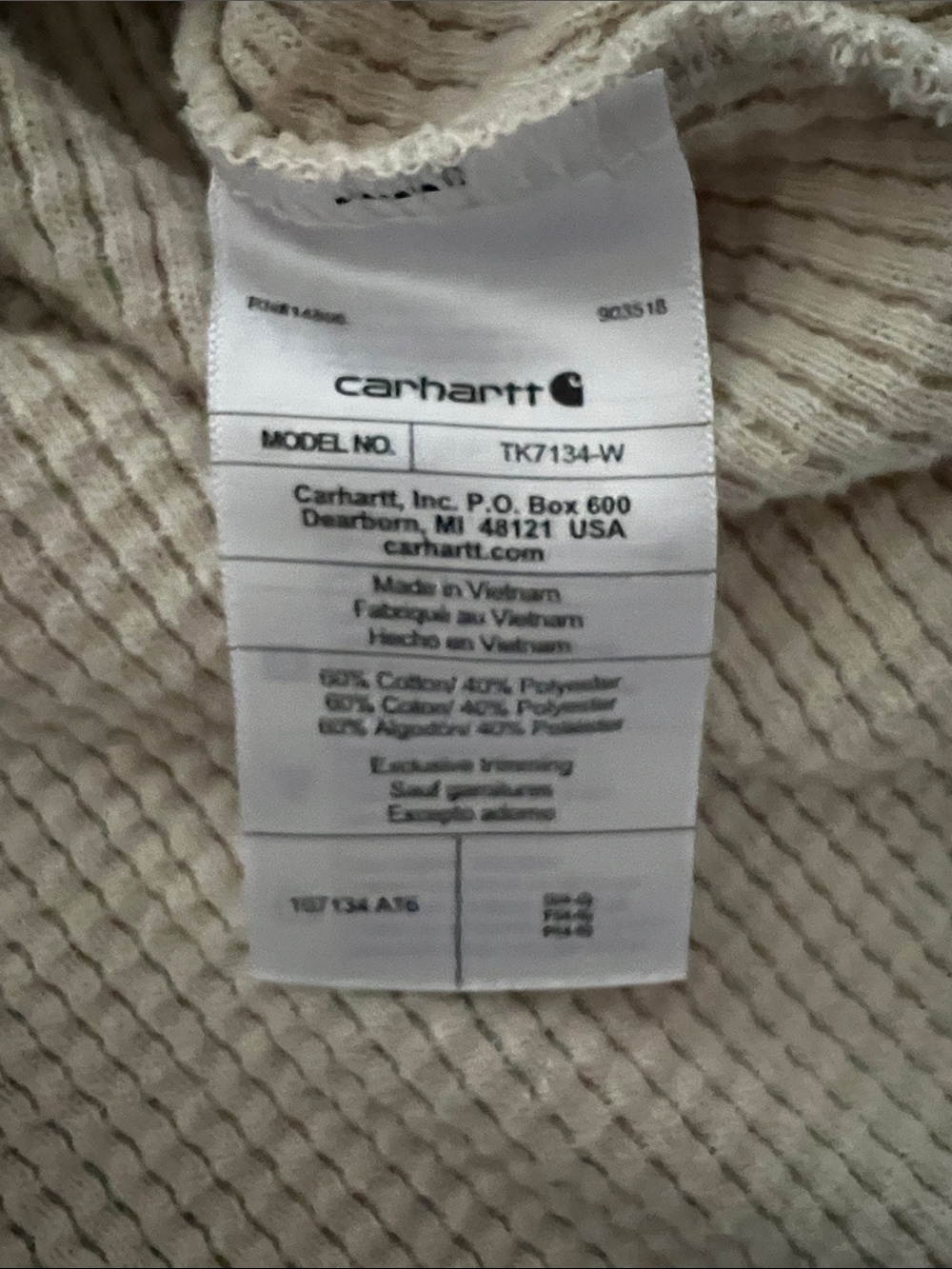 Carhartt Women's Oversized-Fit Heavyweight Waffle Knit Shirt oat milk small - Picture 9 of 9